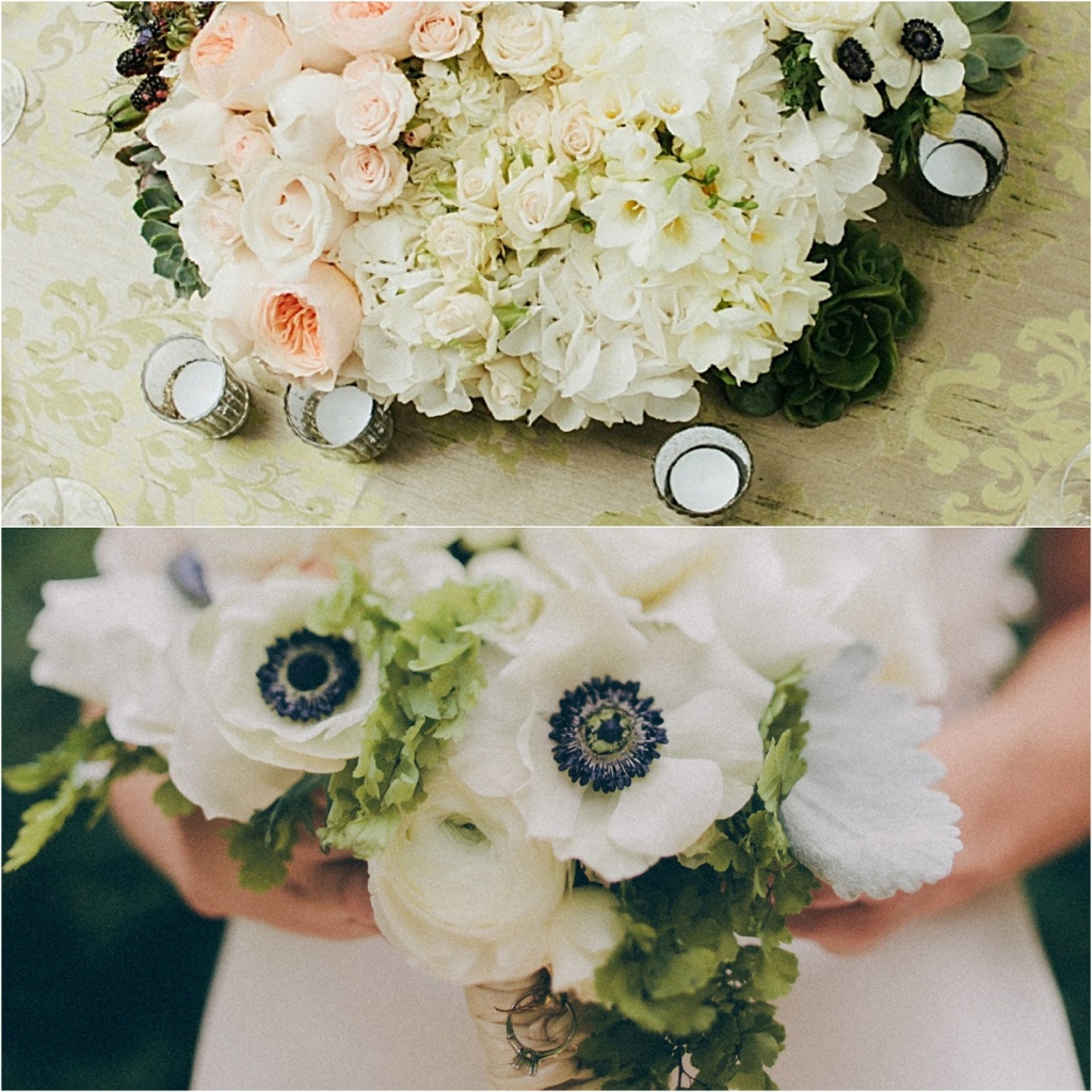 Sweet White Anemone Bridal Bouquet and Centerpiece